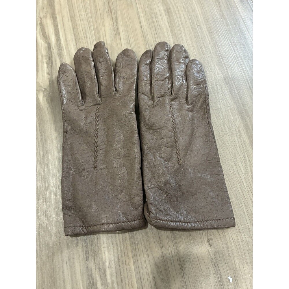 Vintage Fownes Leather Gloves Brown Women Size 7.5 Lined
